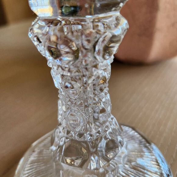 Clear pressed thick glass candlestick candle holder Victorian 90s vintage 6.5" - Picture 3 of 5